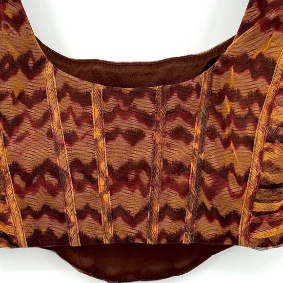 Zara Corset Women's M Y2K Festival Mesh Streetwear Mobwife Chocolate Brown Boho - Picture 6 of 8